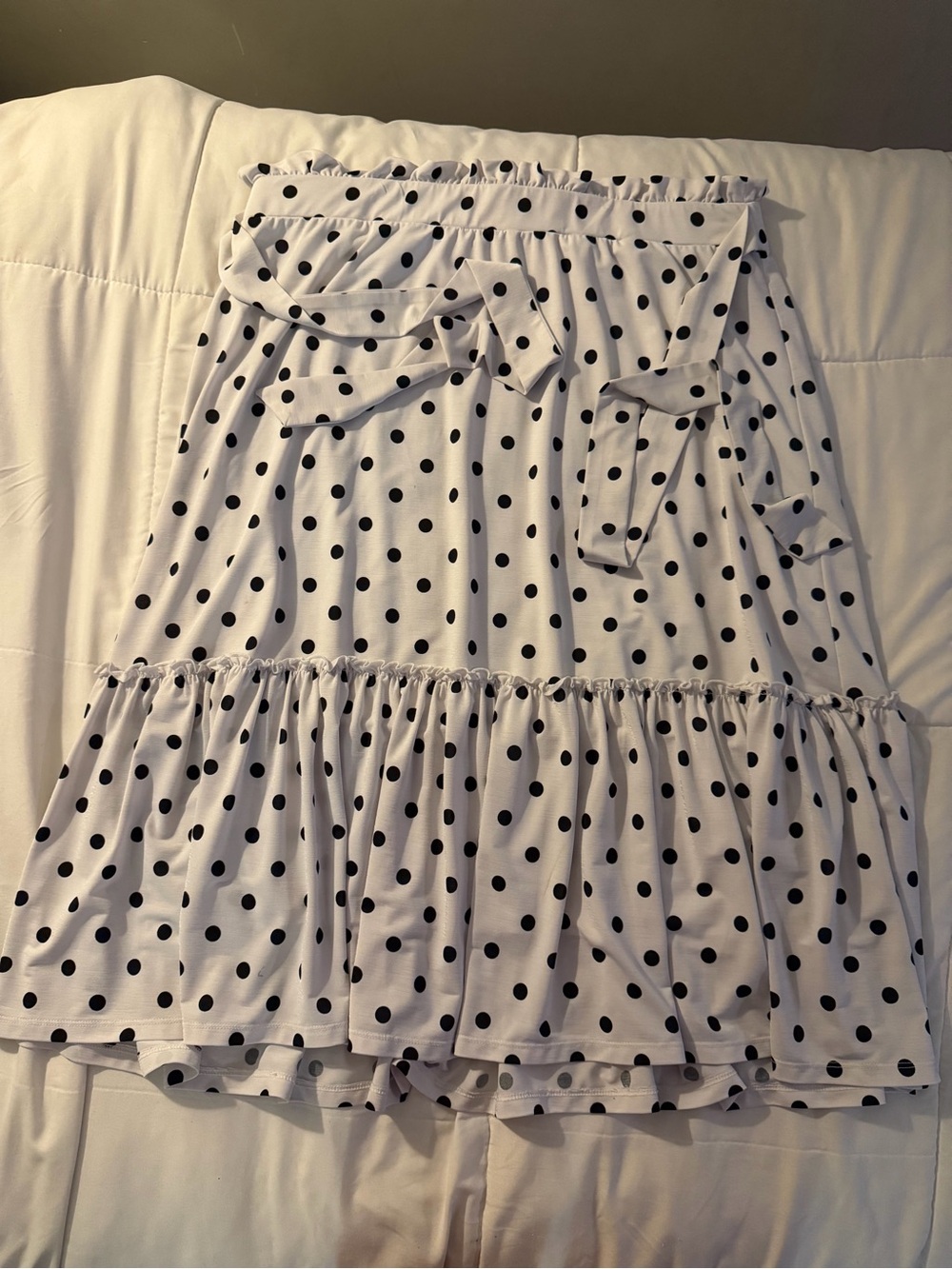 Calvin Klein White & Black Polka Dot Midi Skirt